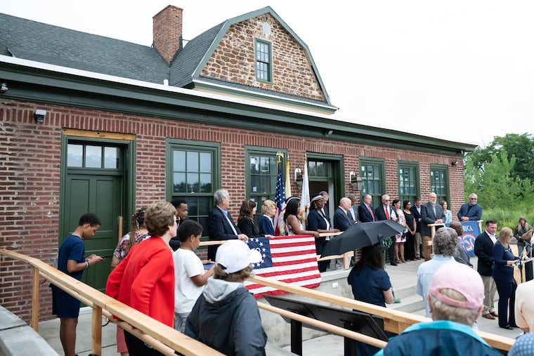 Organizers, local politicians, and community members gather at the grand opening of the American Revolution Museum of Southern New Jersey in Camden, N.J., on Saturday, June 27, 2026.