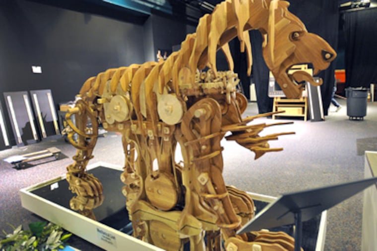 A mechanical lion is one of Leonardo Da Vinci's ideas recently made real at the Franklin Institute. (Sharon Gekoski-Kimmel / Staff Photographer)