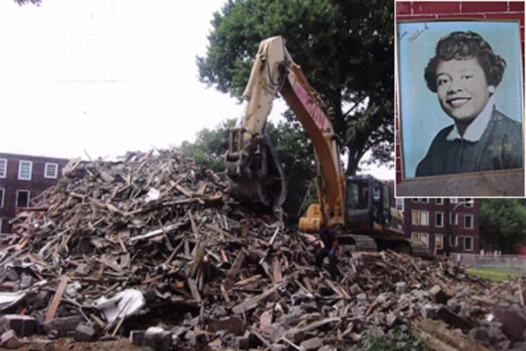 The rubble of Mildred Barnes' home. Barnes (inset) suffered from dementia and psychosis and was still inside her home when crews torn it down. (File photos)