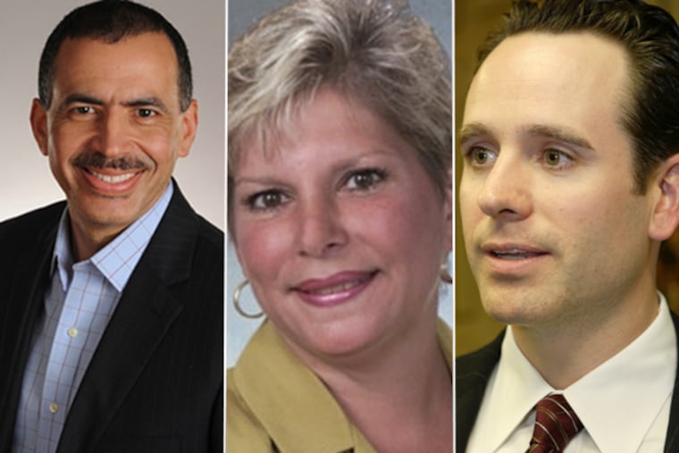 Second Pa. Senate District Democratic candidates (left to right): Tomas Sanchez, incumbent Christine Tartaglione, and Dan Savage. (Campaign website; FILE; Daily News FILE)