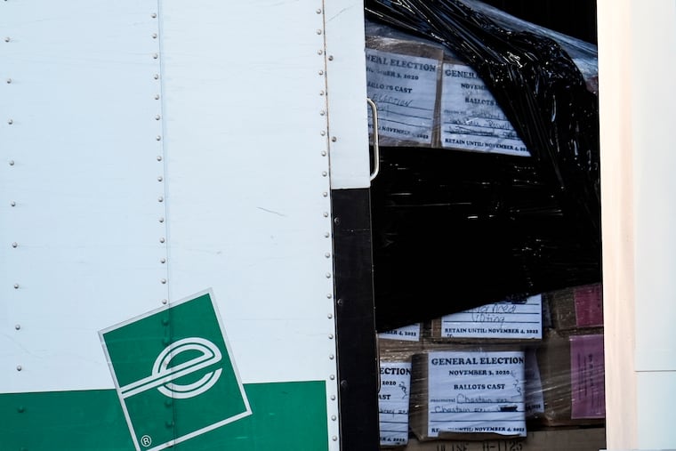 FILE - Georgia general election 2020 ballots are loaded by the FBI onto trucks at the Fulton County Election HUB, Jan. 28, 2026, in Union City, Ga., near Atlanta.