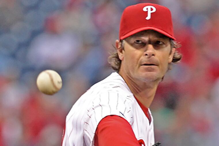 The Phillies' Jamie Moyer will take the mound tonight against the New York Yankees. (Steven M. Falk / Staff Photographer)