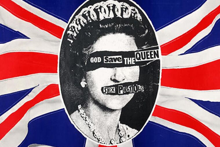 A poster for "God Save the Queen," a 1977 Sex Pistols single. The exhibition's title comes from another Sex Pistols song.