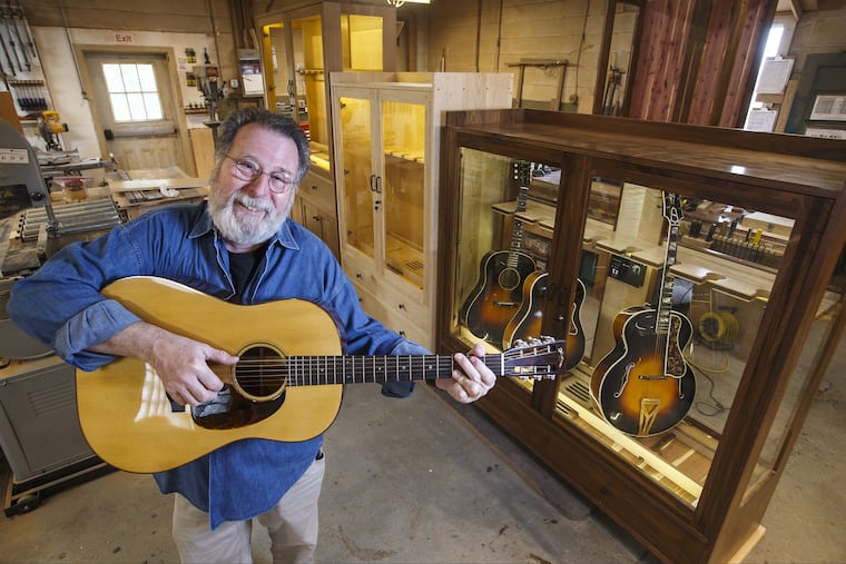 Darrell Jennings of American Music Furniture took his love of guitars and woodworking and began building beautiful cabinets, with humidifiers inide of them, to house musicians guitars in their home.