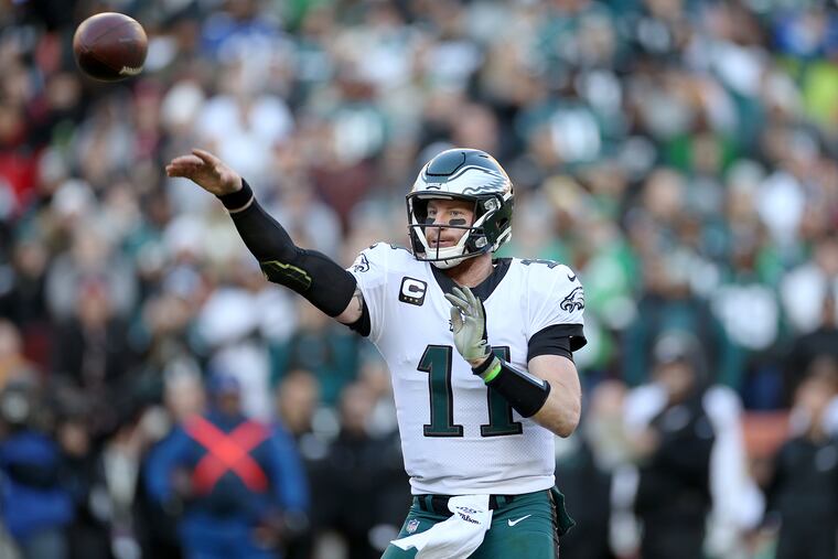 Carson Wentz throws a pass during the Eagles' win over Washington.