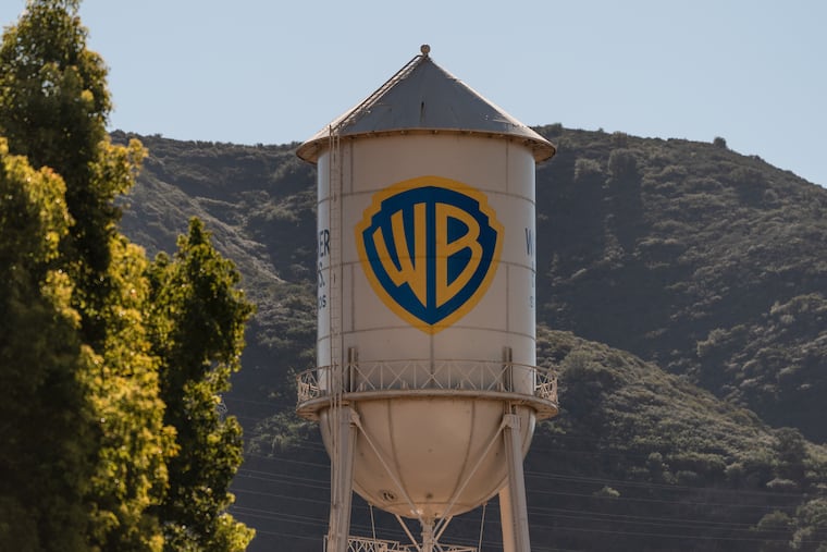The Warner Bros. water tower is seen at Warner Bros. Studios in Burbank, Calif.
