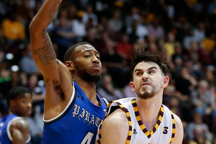 Winthrop guard Chandler Vaudrin, right, shown here against Hampton in the 2020 Big South tournament championship game, leads the Eagles in scoring, rebounding and assists and conducts their fast-paced offense.