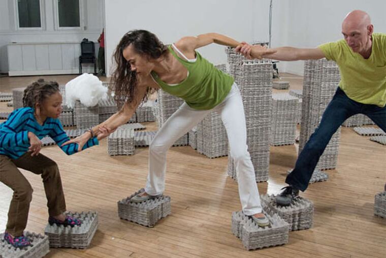 MIRO dancers (from left) Dajon Wright, Chandra Moss, and Paul Struck in the company's new work at Crane Arts.
