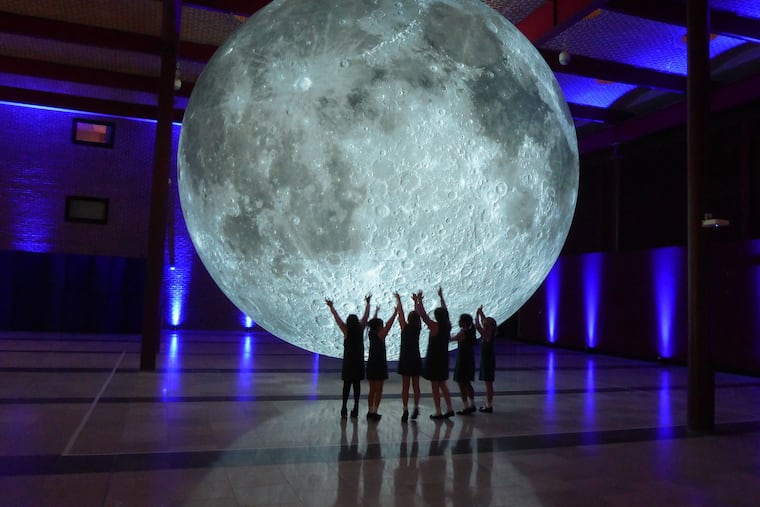 Attendees at the Franklin Institute's Museum of the Moon installation in 2019.