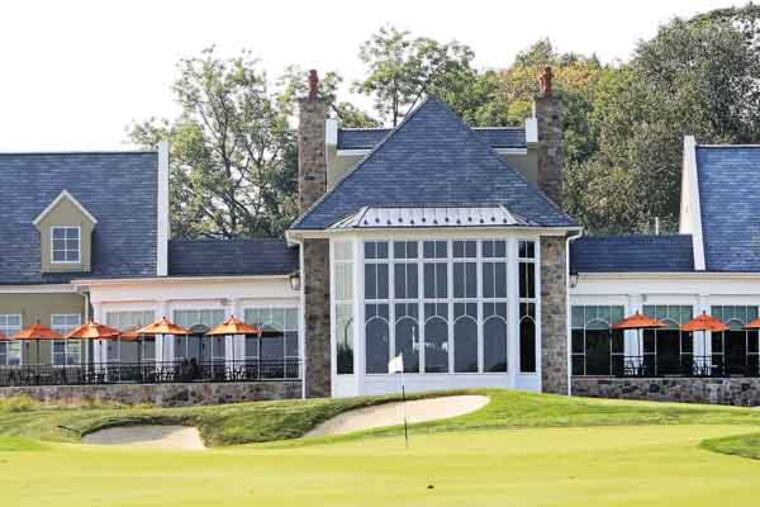 The Clubhouse for the Hershey Links Golf Course. In the front of the clubhouse is the green for the 18th hole. ( Michael Bryant / Staff Photographer ) 08/31/2010 118276 LINKS05-a Location: Hershey Links Golf Course in South Hanover, Pa., The Milton Hershey School, the nation's largest residential school for disadvantaged children, purchased a money-losing and unfinished golf course at the height of the real estate boom for $9 million in 2006 for what a top official said was "buffer land" for new student homes. The exclusive Wren Dale Golf Club was financially backed by about 50 local investors. The course lost $942,061 between 2004 and 2005, its first full years in operation, and carried $6.4 million in mortgage debt and loans, according to Internal Revenue Service documents. Immediately prior to the purchase, Wren Dale converted itself from a non-profit to a for-profit company.
Photos of the gracious club house, which cost $4 million to $5 million and opened in 2009. The 180-acre course, which was purchased in 2006, and club house are carried on the Hershey School's books as "buffer land." This is a public course, although a very expensive one. I don't expect the School to give us access for a photo and I have not told them I am doing the story yet.