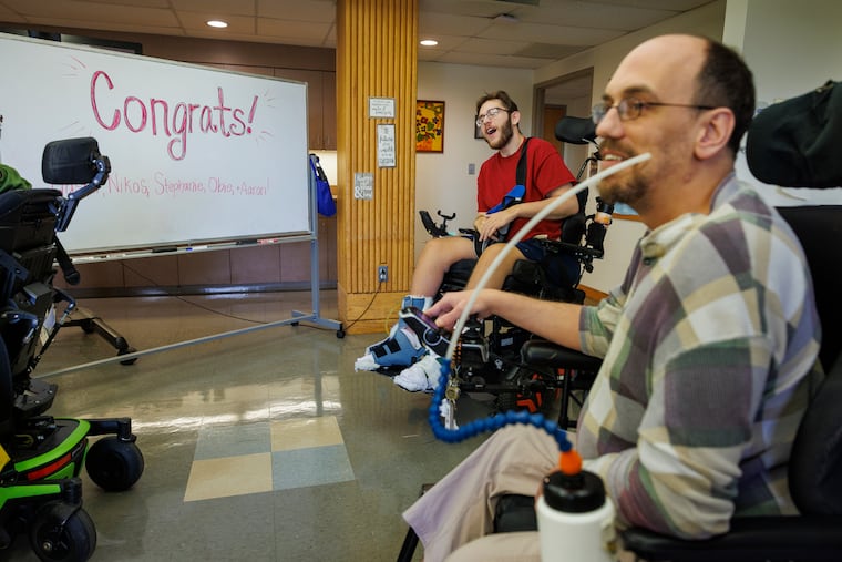 Aaron Deed (right) and Nikos Rapach are starting taking classes at Community College of Philadelphia.