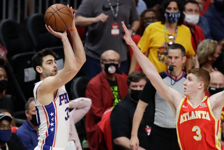 Sixers guard Furkan Korkmaz had a postseason career-high 14 points on Friday night against the Atlanta Hawks. He replaced Danny Green in the starting lineup in the second half.
