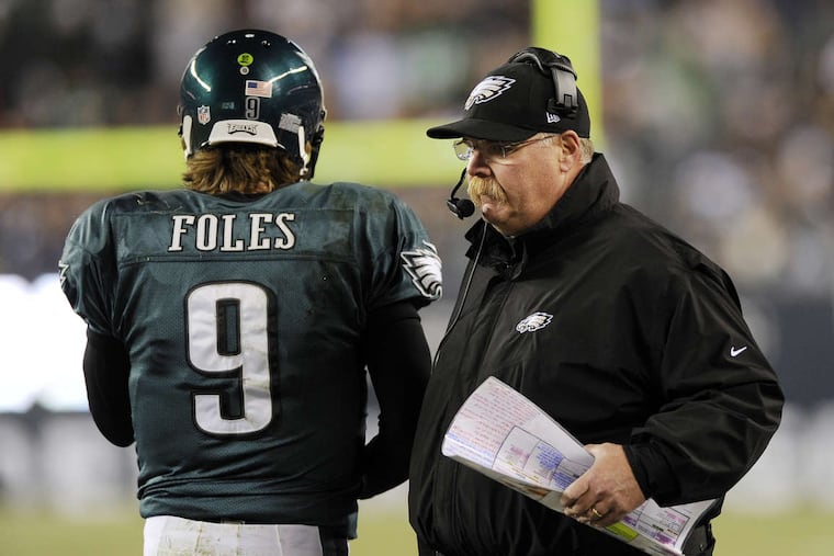 See you in February? Nick Foles originally was drafted by Andy Reid in 2012. Here they are in Foles' rookie season.