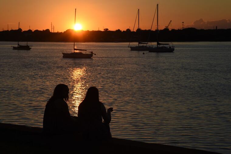 Watching sunset over the Delaware River from Riverton.
