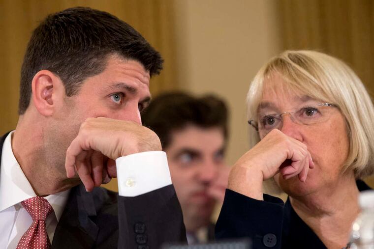 House Budget chairman Paul Ryan (R., Wis.) and Senate counterpart Patty Murray (D., Wash.) devised the budget package. At issue is a cost-of-living cut for some military pensions.