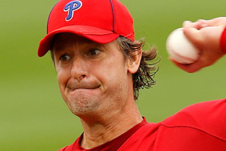 Jamie Moyer made his first Grapefruit League appearance Sunday. (Gene J. Puskar/AP)