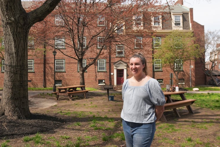 Katie Pratt outside her home.