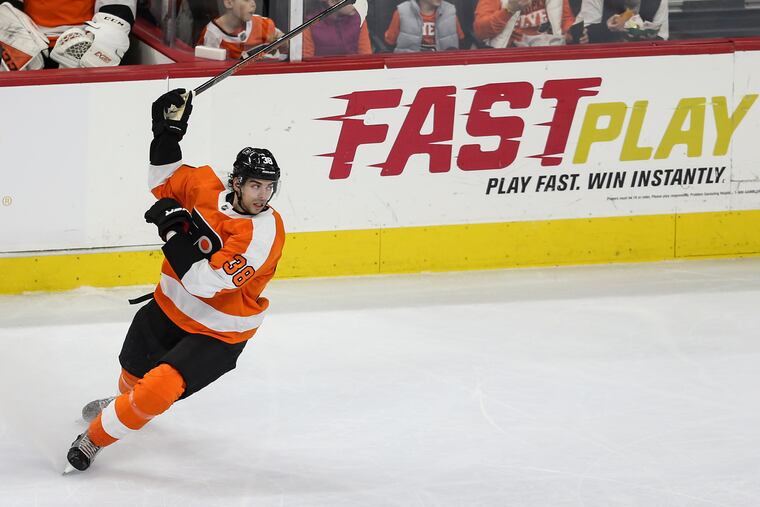 Derek Grant on the move against the Sharks last month.