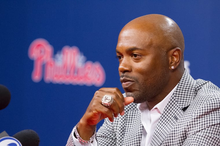 Jimmy Rollins at a press conference in May 2019.