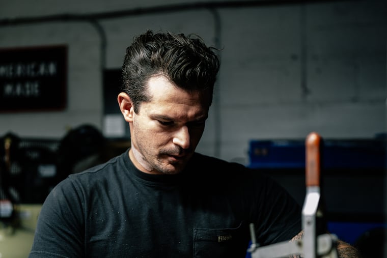 Steve Pellegrino working on a knife in an undated photo.