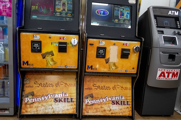 Unregulated gaming devices known as “skill games” in a gas station convenience store in Philadelphia on Aug. 19, 2025.