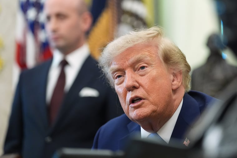 President Donald Trump speaks in the Oval Office of the White House, Thursday, Aug. 6, 2026, in Washington. (AP Photo/Alex Brandon)