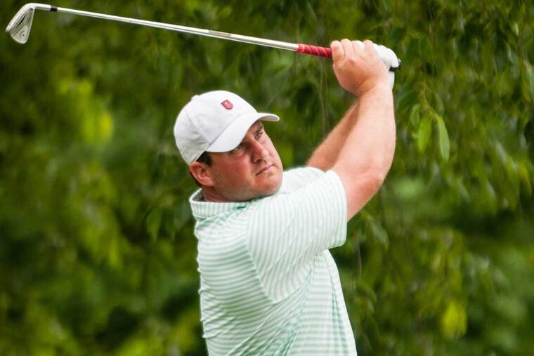 Jeff Osberg, of Huntingdon Valley Country Club, won his semi-final match in the Golf Association of Philadelphia's 114th Amatuer Championship, 6 and 4 against Ray Thompson. Wednesday, June 11, 2014, Malvern, Pennsylvania. ( Matthew Hall / Staff Photographer )