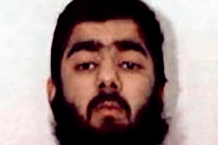 This undated photo provided by West Midlands Police shows Usman Khan. UK counterterrorism police are searching for clues into an attack that left two people dead and three injured near London Bridge. Police said Saturday, Nov. 30, 2019, Khan, who was imprisoned six years for terrorism offenses before his release last year stabbed several people in London on Friday, Nov. 29, before being tackled by members of the public and shot dead by officers on the London Bridge.