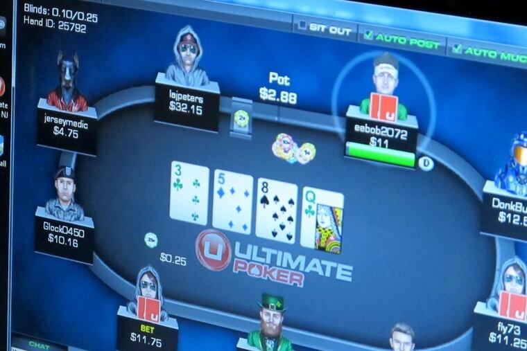 Applications are available for merchants hoping to be part of online gaming and video gaming terminals, both coming to Pennsylvania. Shown here, a game of online poker being played in Roselle Park, N.J. in November 2013, when it was first legalized.