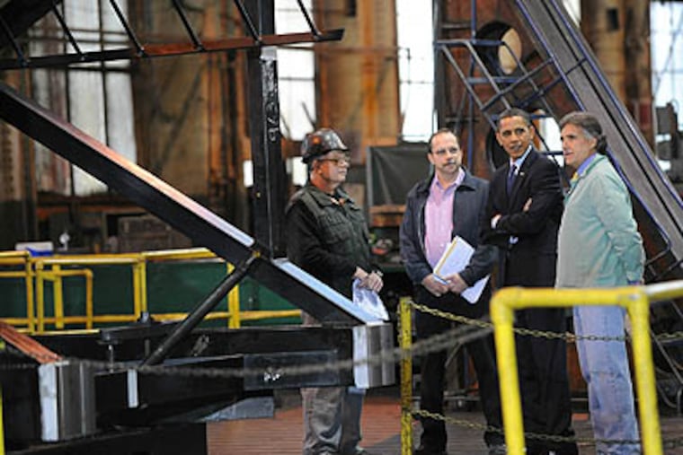 President Barack Obama visits the Allentown Metal Works on Friday, Dec. 4, 2009 in Allentown, Pa. (AP Photo / The Morning Call, Monica Cabrera)