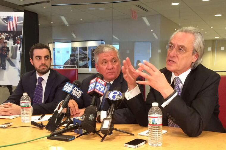 (From left) Robert Zimmerman, Robert Mongeluzzi and Tom Kline have filed lawsuits on behalf of several survivors of the Amtrak derailment in Port Richmond.