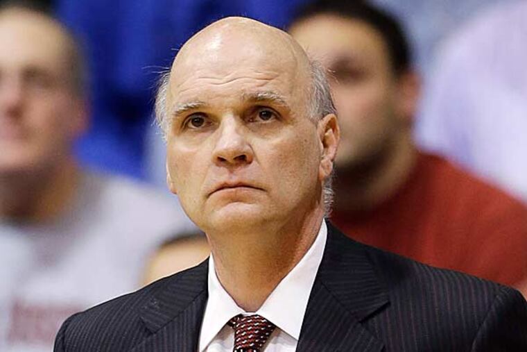 Saint Joseph's Phil Martelli in action during an NCAA college basketball game against Butler, Wednesday, Jan. 9, 2013, in Philadelphia. (Matt Slocum/AP)