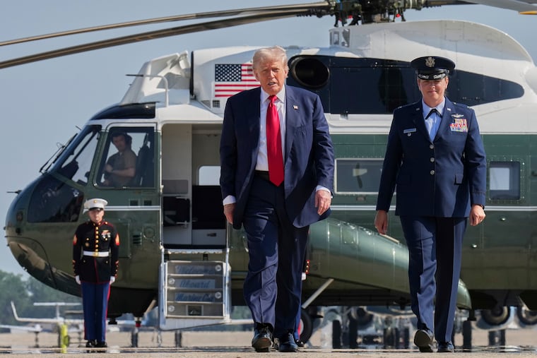 President Donald Trump arrives on Friday, Aug. 7, 2026, at the State Department in Washington. The administration is planning the largest mass visa revocation in history.