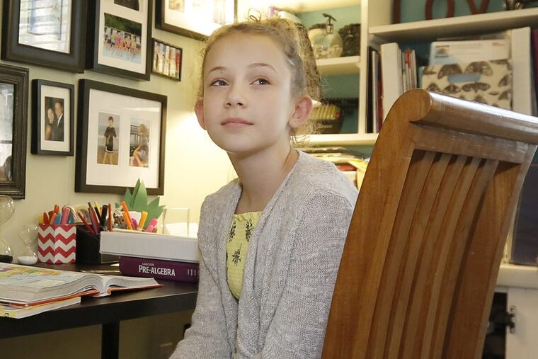 Nora Nissenbaum at her home in Wayne, Pa. Nissenbaum was a student at Tredyffrin-Easttown Middle School when a relationship with a male classmate soured and he began texting Nora, who is Jewish, anti-Semitic memes and slurs.