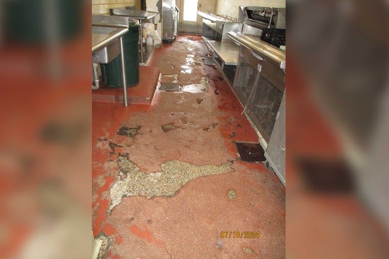 A kitchen in disrepair at Garden State Youth Correctional Facility in Burlington County.