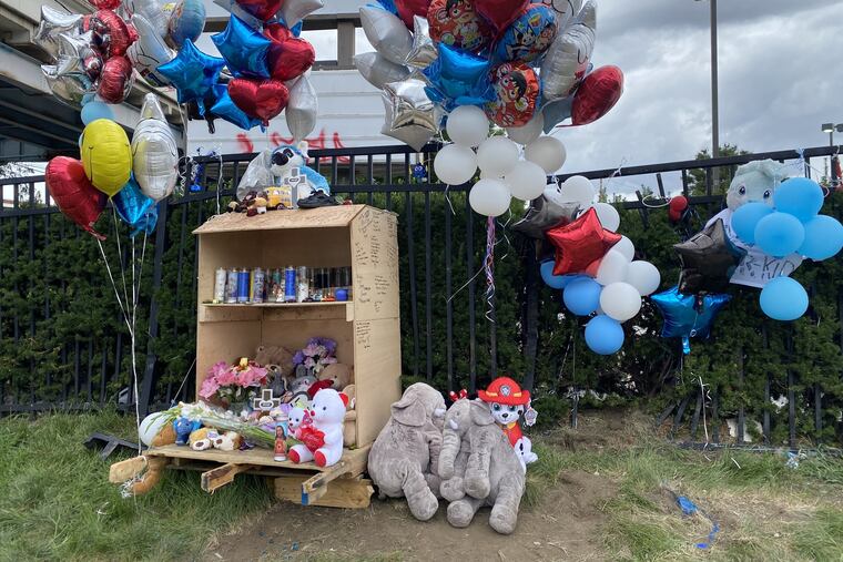 Memorial for two brothers, ages 7 and 9, who were killed in a hit-and-run crash early Sunday in the city's Juniata Park section.