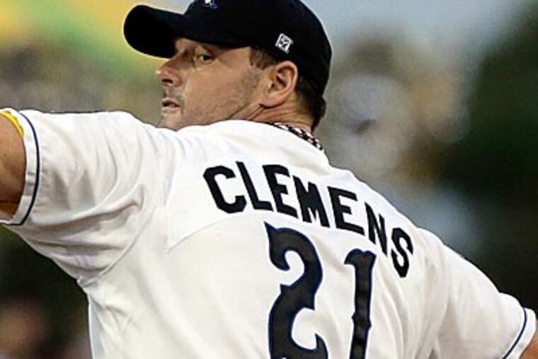 Roger Clemens threw 3 1/3 scoreless innings for the Sugar Land Skeeters Saturday. (David J. Phillip/AP)
