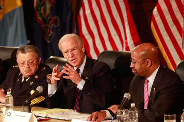 Vice President Joe Biden hold a noon round table with area leaders on guns and ongoing gun violence held in the library of Girard College, February 11, 2013. ( DAVID SWANSON / Staff Photographer )