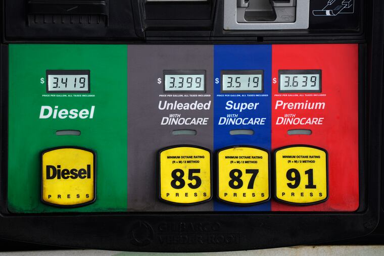 Prices are displayed above the different grades of gasoline available to motorist in May.