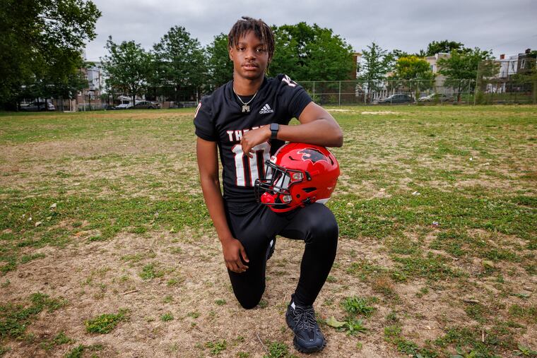 Zykee Scott will be attending Imhotep Charter High School in Philadelphia in the fall 2023. He will be playing football for the school. Photograph taken on Thursday, June 22, 2023.