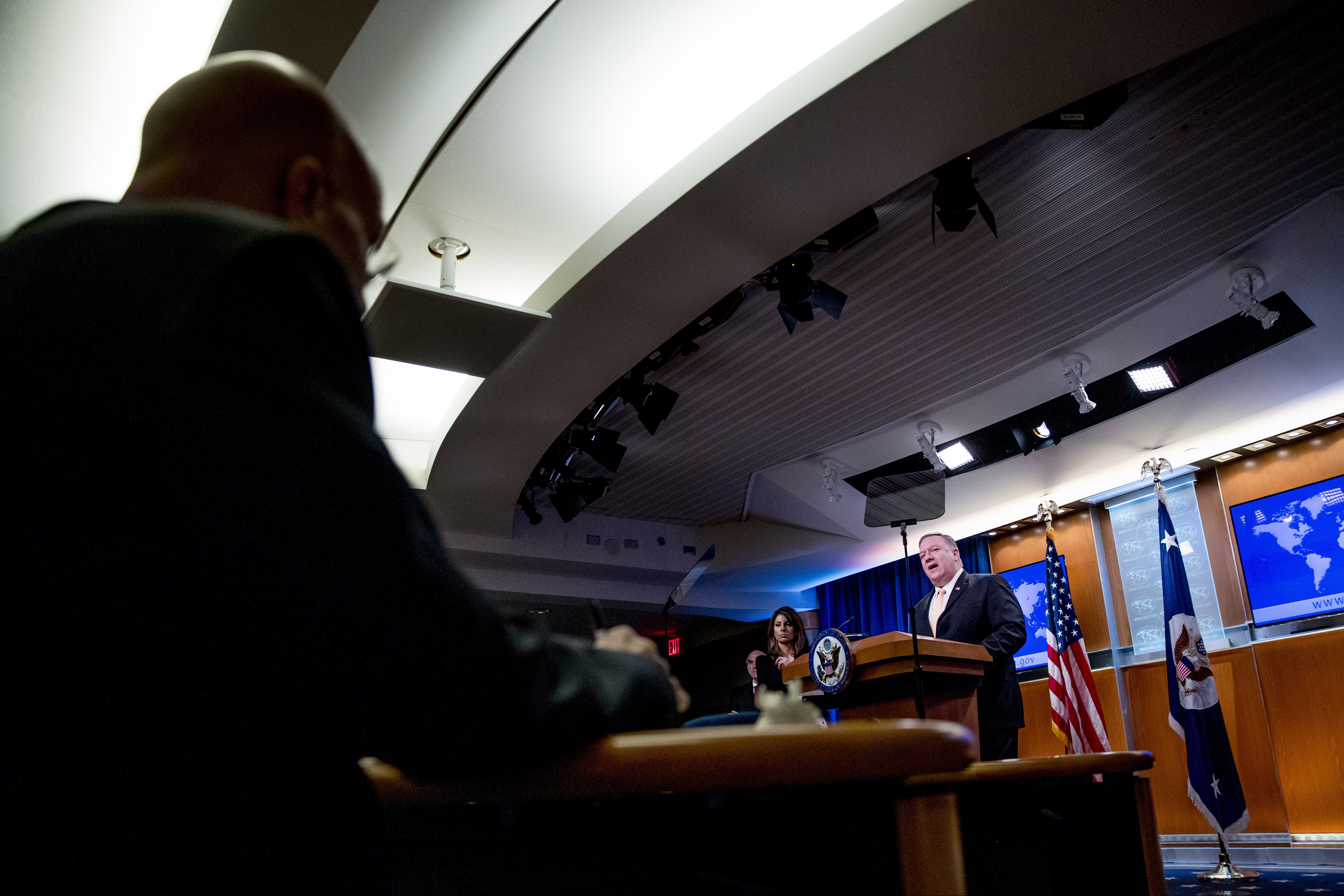 Secretary of State Mike Pompeo, shown speaking last week at a press conference.