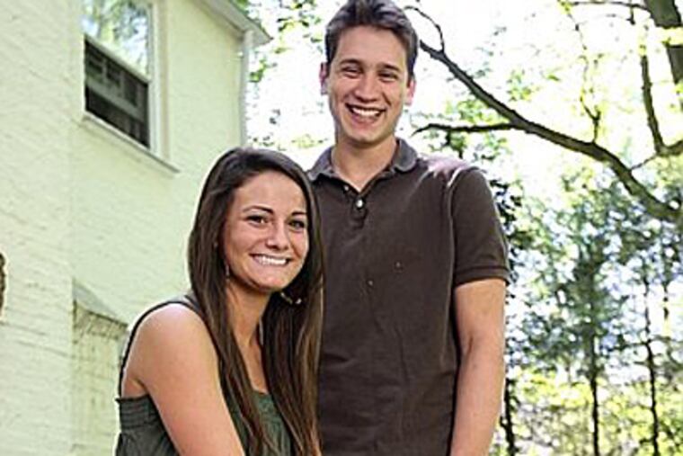 Fletcher Gelber and Lauren Pierangeli at her home. He asked her to the Strath Haven High School prom during a public-speaking class. (Michael Bryant / Staff)