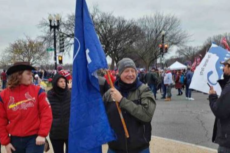 James Douglas Rahm Jr., of Atlantic City, posted this now deleted photo of himself outside the Capitol to his Facebook page on the day of the deadly Jan. 6 attack, authorities say.
