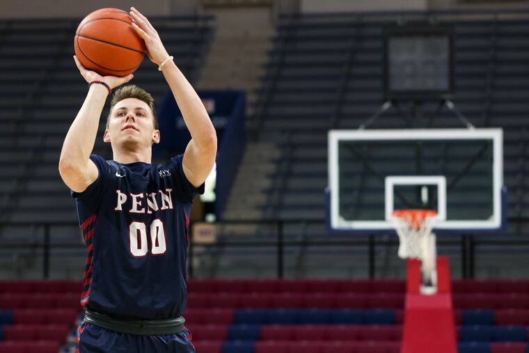 Penn's Ryan Betley puts up shot at practice. The Quakers may be chasing Harvard this season.