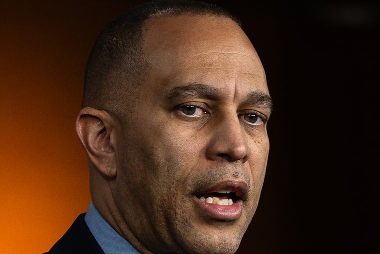 House Minority Leader Hakeem Jeffries (D-N.Y.) takes questions from reporters during a news conference on Capitol Hill in Washington, on March 3, 2026. President Trump’s son-in-law and the man in line to be speaker of a Democratic-led House discussed how Democrats and the administration could work together.