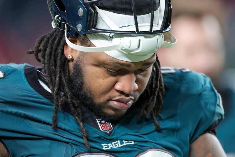 Eagles defensive tackle Jalen Carter walks off the field at the Linc after the wild-card playoff defeat to the San Francisco 49ers.
