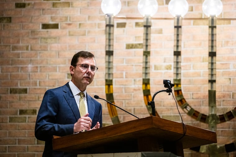 FILE — Rep. Thomas Kean Jr. (R-N.J.) speaks at Temple Sholom in Bridgewater, N.J., Oct. 22, 2024. Kean, the New Jersey Republican who disappeared from Congress and the campaign trail in March with almost no explanation, is set to return to the Capitol on Tuesday, June 30, 2026, and address the mysterious health condition he says has kept him away.
