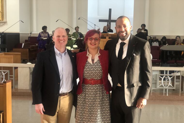Abington Township Police Chief Patrick Molloy; Abington school board member Tamar Klaiman and the Rev. Marshall Mitchell met on Feb. 2 at Salem Baptist Church to discuss recent racial tensions that erupted after Klaiman made controversial remarks about school resource officers carrying guns. They called their meeting the "We Got this Summit."
