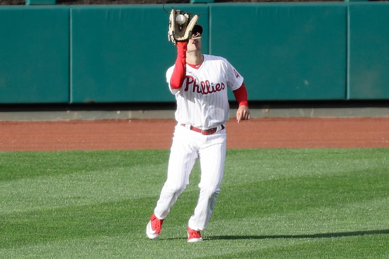 Phillies center fielder Adam Haseley returned to the lineup Sunday after leaving opening day with hamstring tightness.