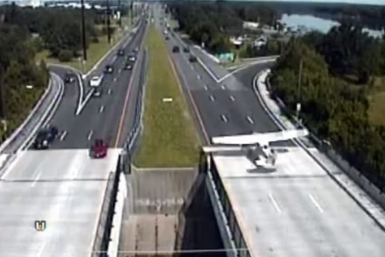 Video of the plane as it enters the Route 9/Route 72 overpass. (Courtesy: Stafford Township Police Department Facebook page)